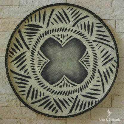 balaio redono etnico medio preto branco home decor decoracao o etnica parede artesanal bali indonesia artesintonia 1