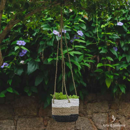vaso cachepot de pendurar fibras naturais bali boho decoracao indonesia artesintonia objetos decorativos plants pot 1