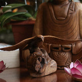 escultura decorativa realista aguia tronco entalhado madeira suar decor zen bali indonesia artesintonia 1