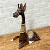 girafa entalhada madeira escultura estatua decorativa balinesa objetos artesanais wood carved balinese loja