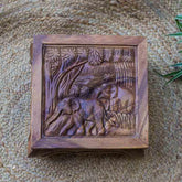 mesa mesinha balinesa madeira entalhada teca teka decoracao opium artesanatos decorativos artesanais bali indonesia elefantes elephants selva selvagem  wild jungle artesintonia 1