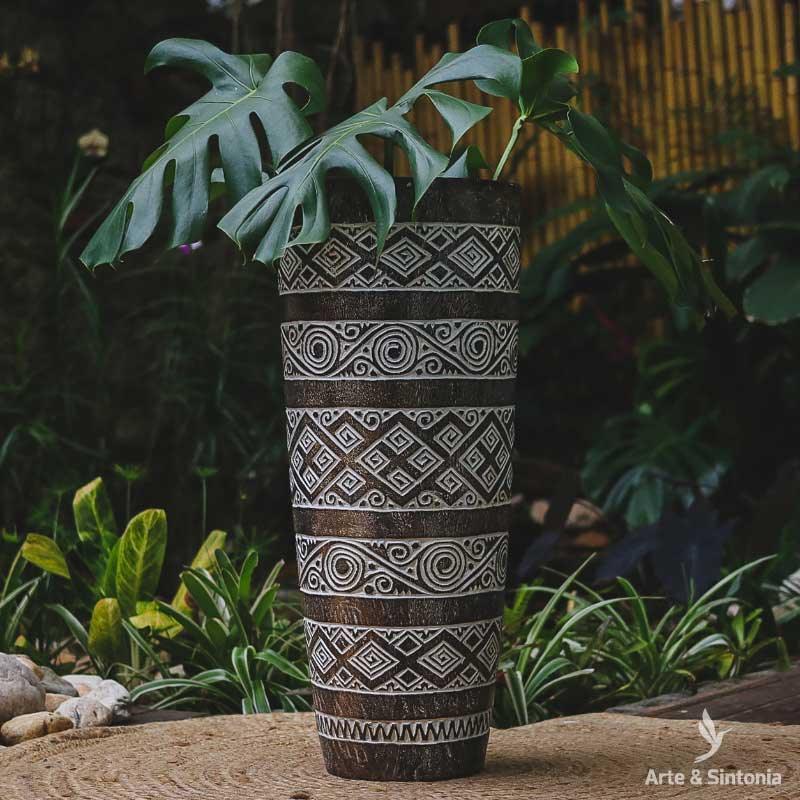 vaso decor bali timor balines balinesa madeira etnico ethnics etnica entalhado timor leste artesanall home decor decoracao balinesa arte patina madeira wood