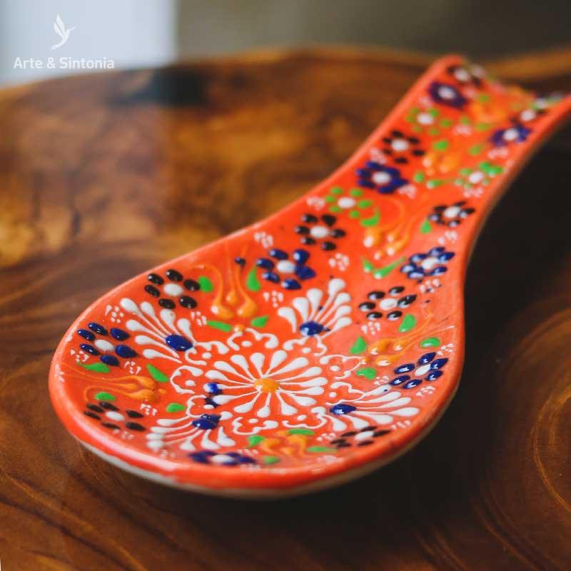 Ayennur Soporte de cuchara de cerámica turca para estufa juego de
