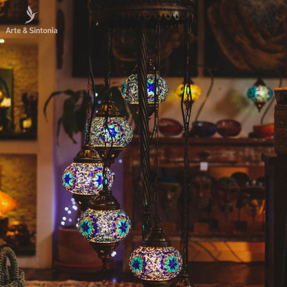 abajur luminaria de chao marrocos turquia coloridos azul decoracao mosaico artesintonia turkish lamps luminarias micangas 16