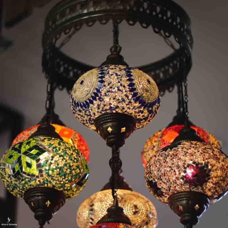 luminaria lustre teto cupulas turcas turquia iluminacao multicolor lighting settings home decor artesintonia 3