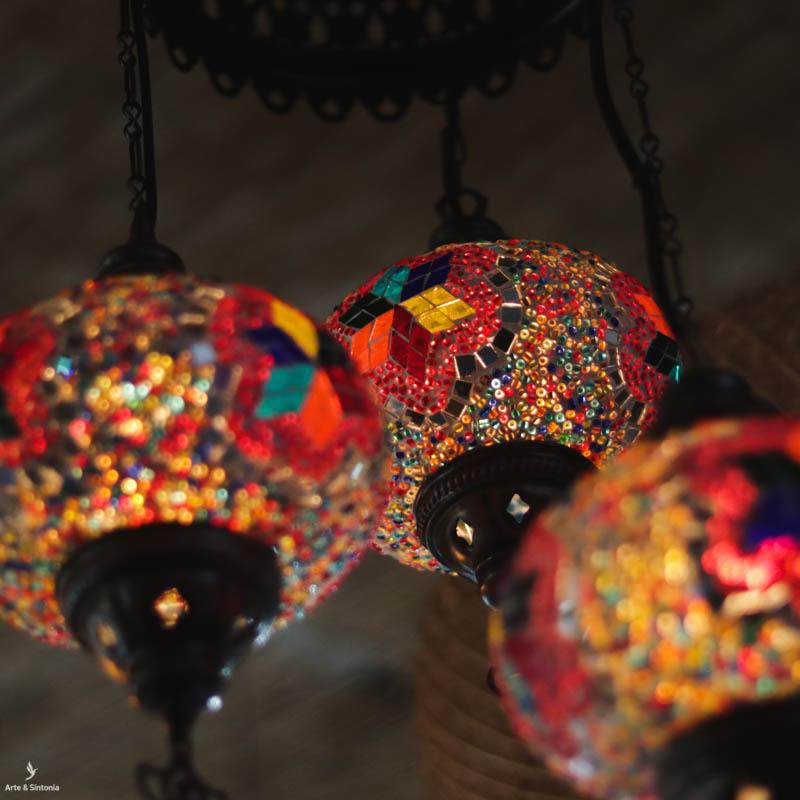 luminaria lustre teto cupulas turcas turquia iluminacao multicolor estrelas mosaicos micangas vidro glass lighting light fixture home decor artesintonia 5