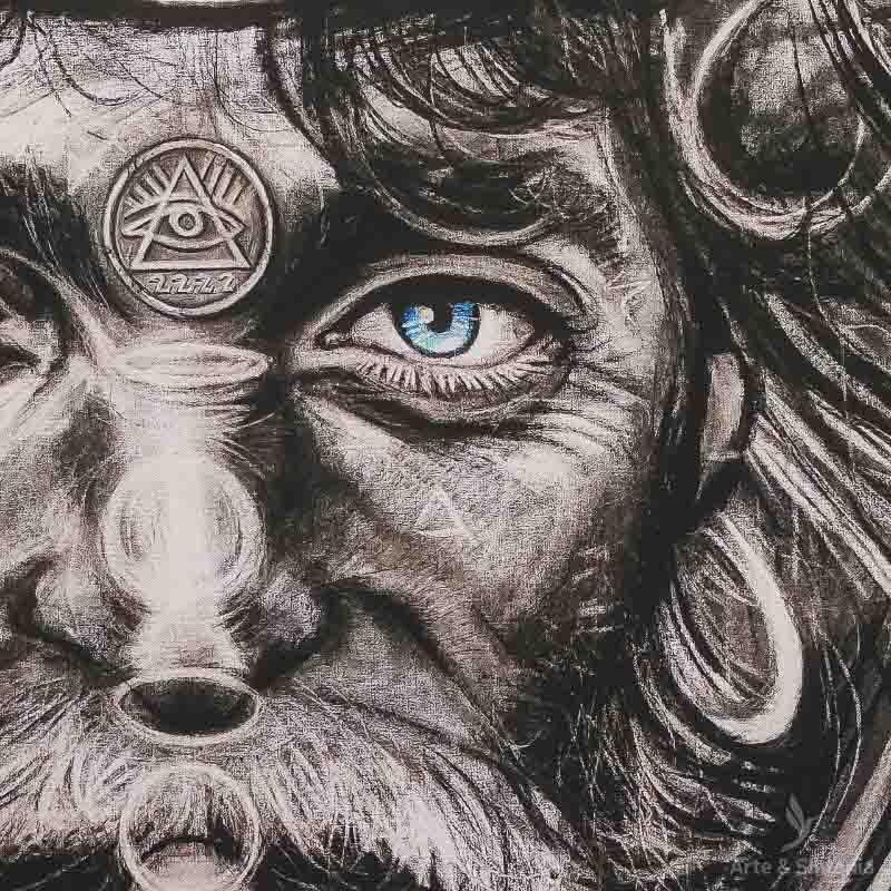 tela canva lancador moedas coins third eye terceiro olho alfredo maffei moldura frame olhos azuis blue eyes decoracao decorativo fine art gallery wall parede home decor detalhes details arte sintonia 3