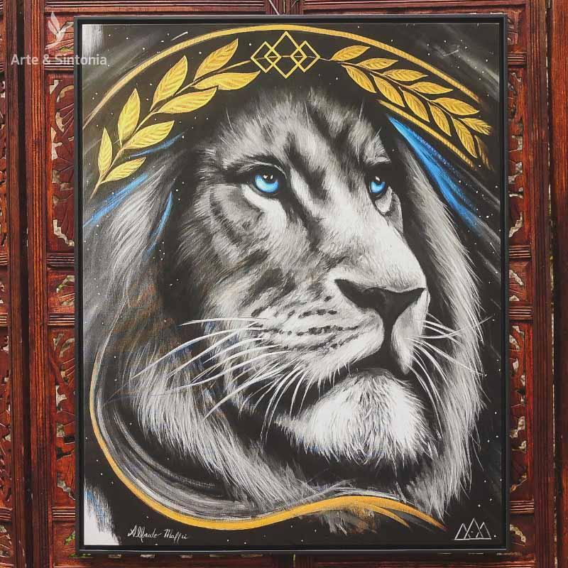 tela canva moldura frame immortal alfredo maffei leao lion felino animais quadro parede gallery wall decoracao decorativo artesintonia 1