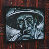 tela canva preto velho old man moldura frame fine art rosto face olhos verdes green eyes homem pescador fisherman chapeu hat decoracao decorativo home decor parede gallery wall alfredo maffei artesintonia 6