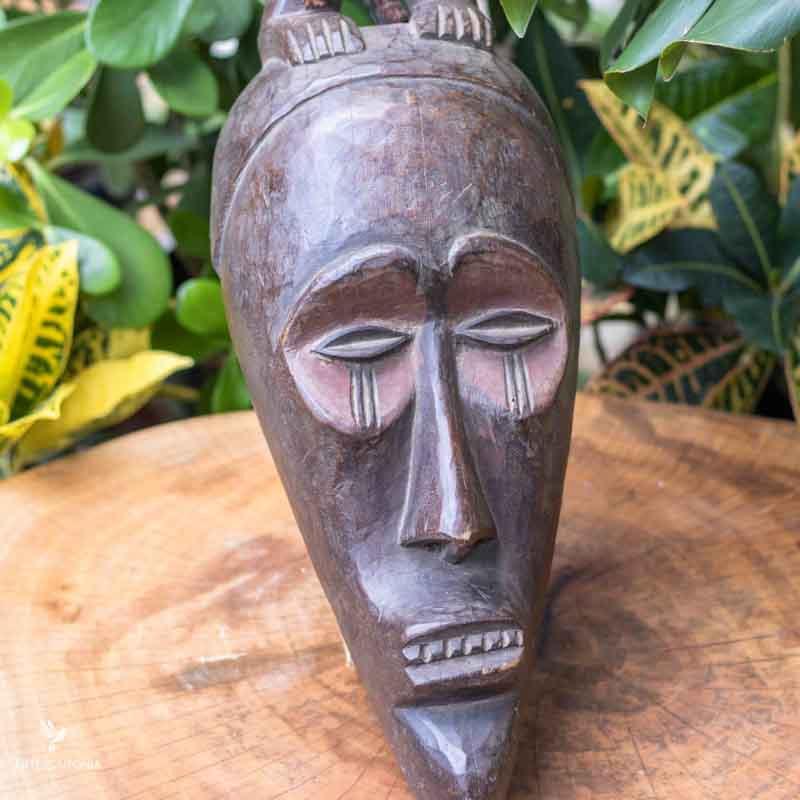 Máscara Africana Etnia Bamoun entalhada madeira etnicos objetos decorativos decoracoes artesintonia 2
