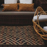 tapete capacho quadrado escuro fibras naturais trancado indigena aborigem home decor decoracao etnica etnico artistas exclusivos artesanato brasileiro artesintonia fibra natural arumã