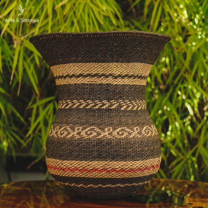 vaso indigena fibra natural rupestre decorativo home decor decoracao etnica artesanal artesanato brasileiro objeto etnico yekuana 2