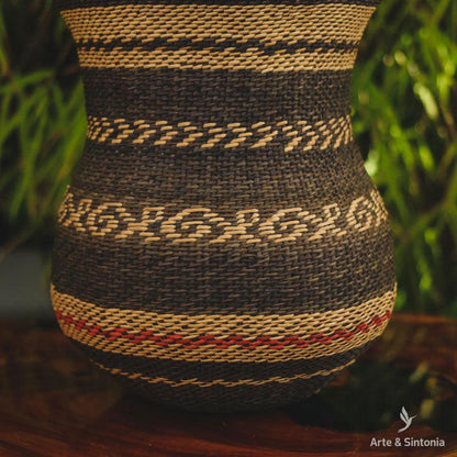 vaso indigena fibra natural rupestre decorativo home decor decoracao etnica artesanal artesanato brasileiro objeto etnico yekuana 3