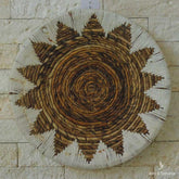 Cestaria de Parede Fibra de Bananeira Lã Branca Bali boho chic balaio bali2021 Decor Home artesintonia