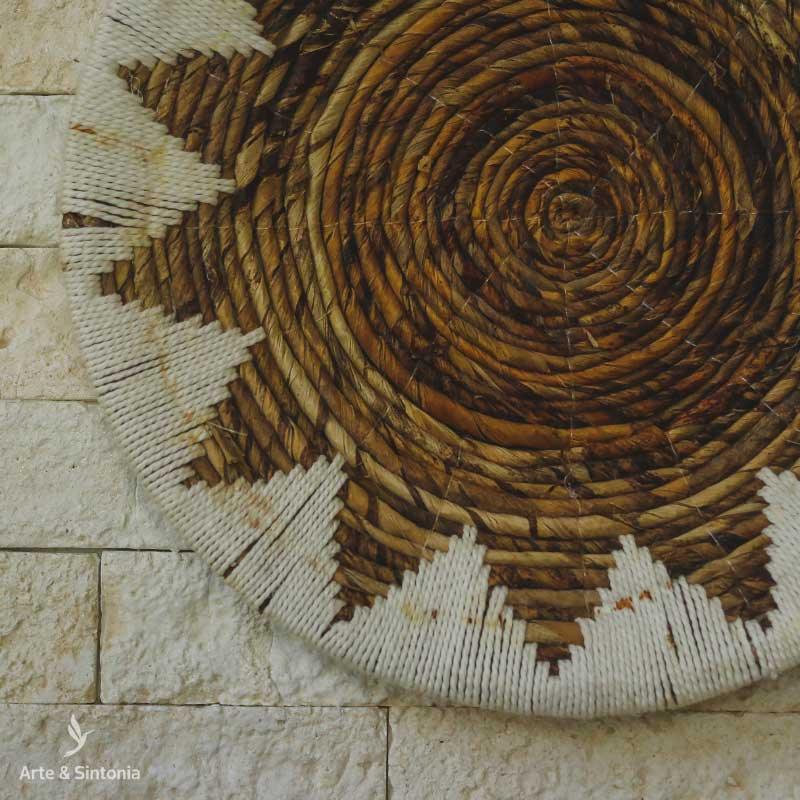 Cestaria de Parede Fibra de Bananeira Lã Branca Bali boho chic balaio bali2021 Decor Home