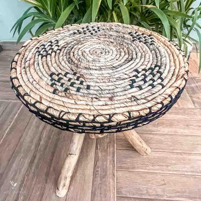 low round little table natural fiber mesinha rustica redonda madeira natural