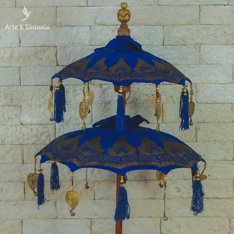 guarda sol balines pequeno azul home decor decoracao balinesa madeira artesintonia umbrella umbrelone decorativo artesintonia 2
