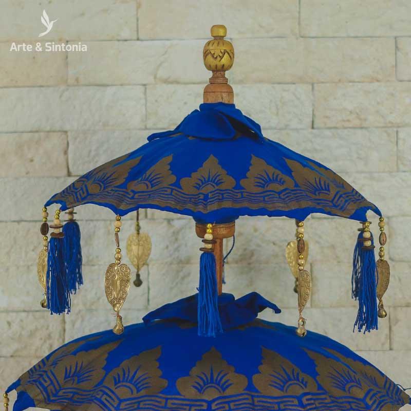 guarda sol balines pequeno azul home decor decoracao balinesa madeira artesintonia umbrella umbrelone decorativo artesintonia 3