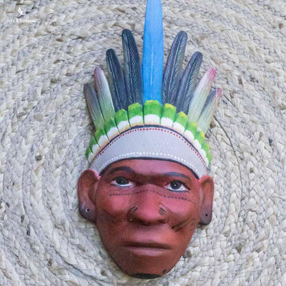 MANAUSI G 3 mascara indio indigena amazonas artesanal realista decoracoes indigenas madeira entalhada wood carving tukani pintura artistica decorativa artesintonia 3