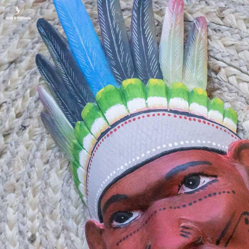 MANAUSI G 3 mascara indio indigena amazonas artesanal realista decoracoes indigenas madeira entalhada wood carving tukani pintura artistica decorativa artesintonia 2