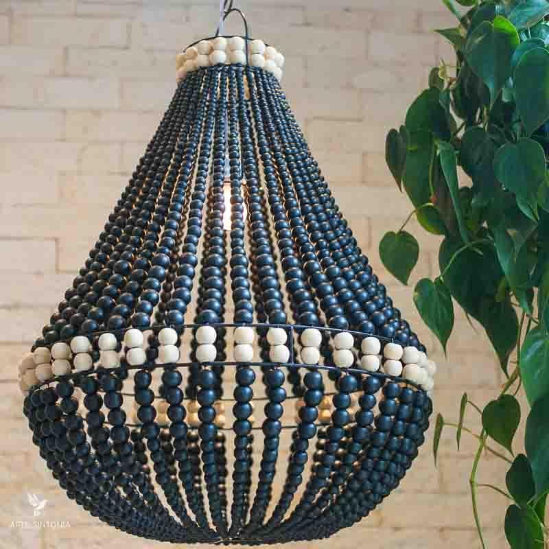 Luminária Boho em Madeira | Bali - Arte &amp; Sintonia bali23, boho, fibra, lancamentos, Luminárias, Luminárias Boho, pendente, rattan