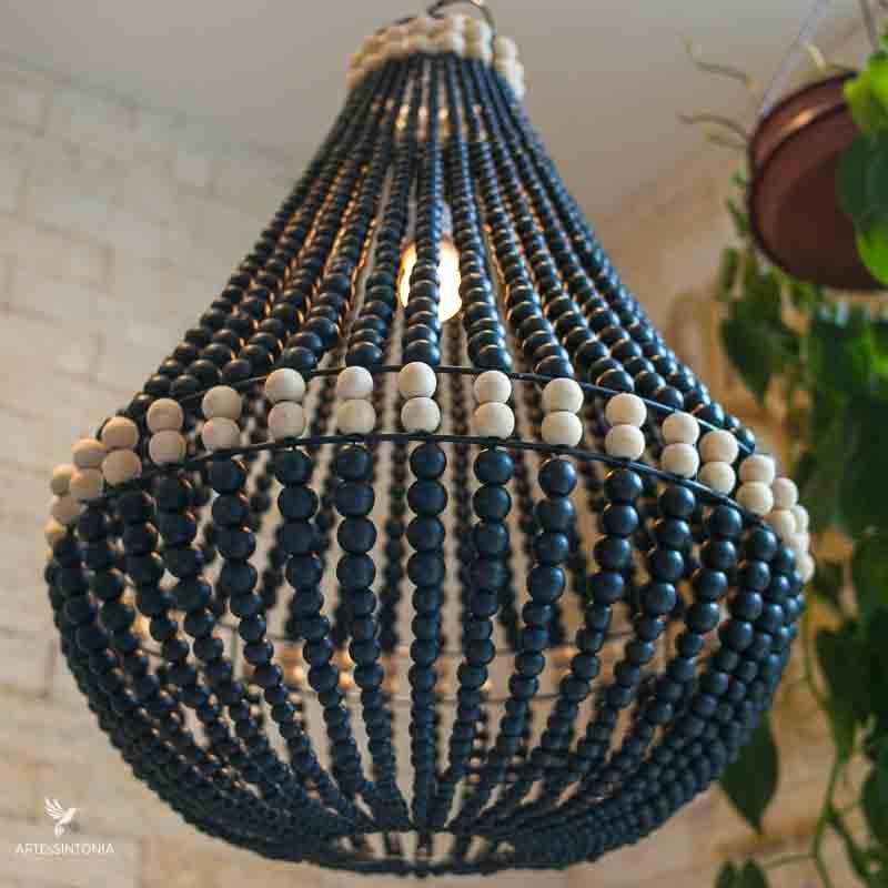 Luminária Boho em Madeira | Bali - Arte &amp; Sintonia bali23, boho, fibra, lancamentos, Luminárias, Luminárias Boho, pendente, rattan