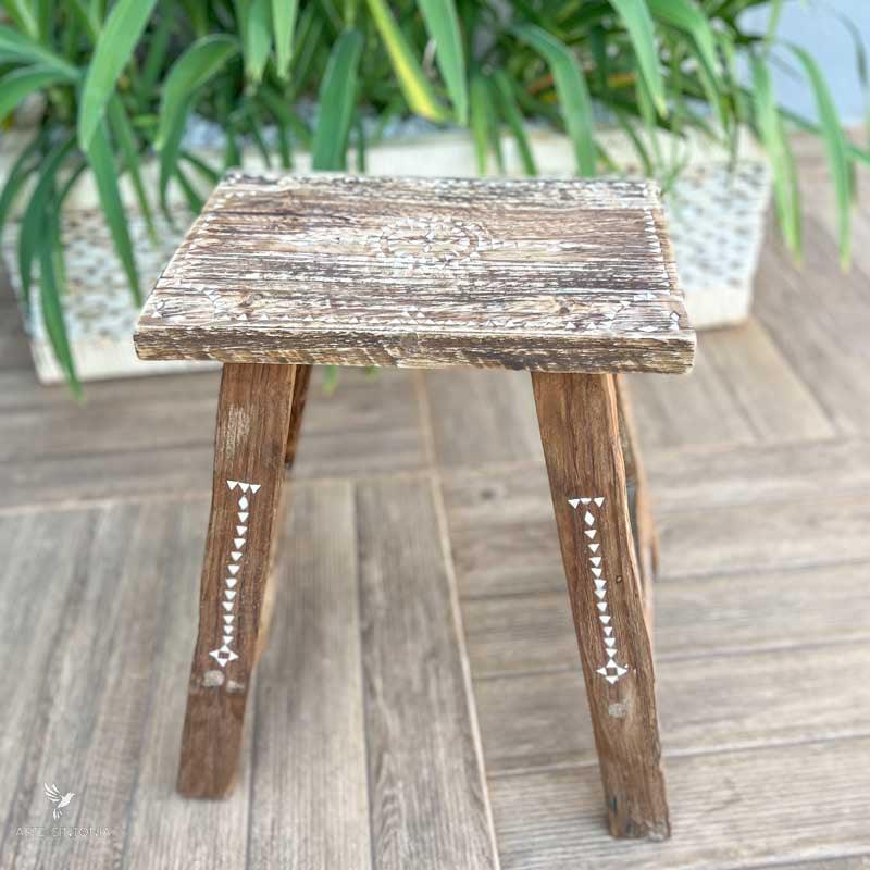 small seat wooden rectangular side table banco rustico mesinha retangular madeira patina