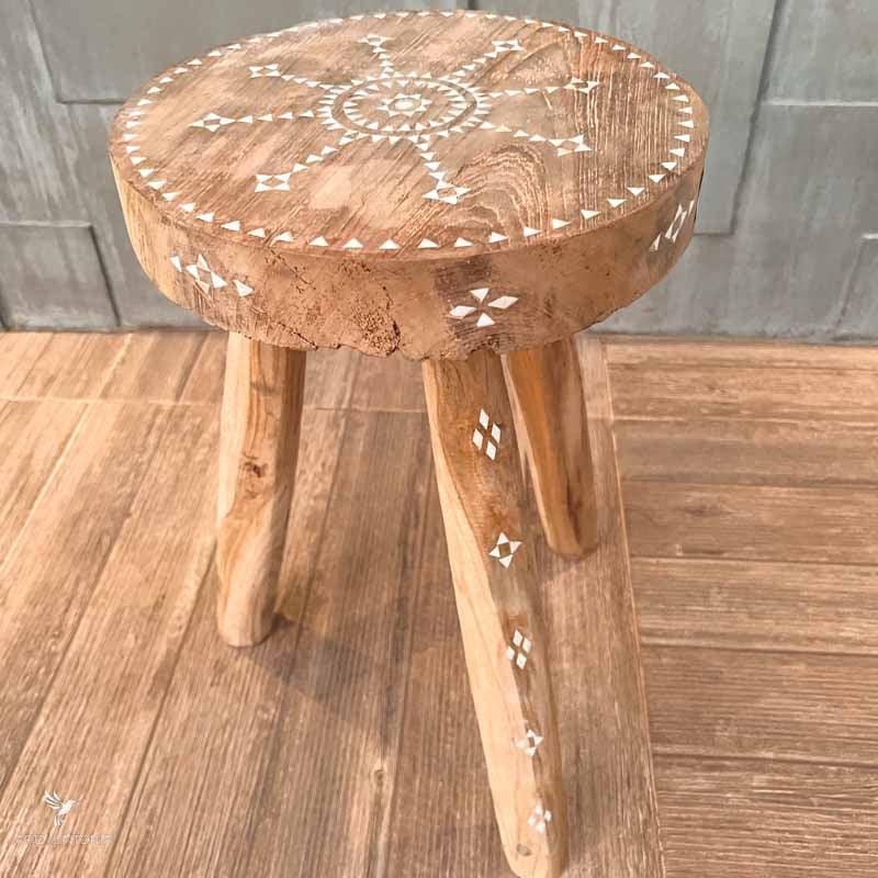 wooden stool rustic round ethnic bedside table banqueta madeira rustica mesinha etnica madreperola