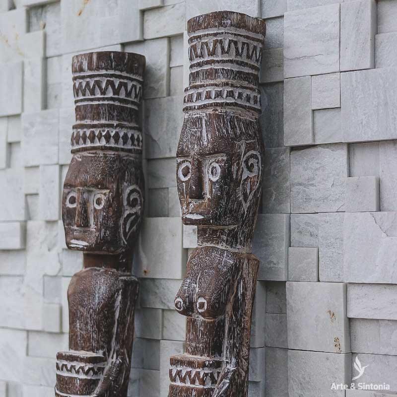 casal balines dupla totem couple par arte decorativa decoracao decor art bali balines baliart balinesa patina madeira