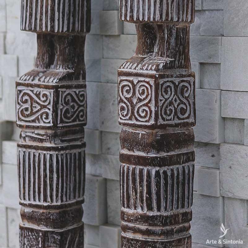 casal balines dupla totem couple par arte decorativa decoracao decor art bali balines baliart balinesa patina madeira pair wood