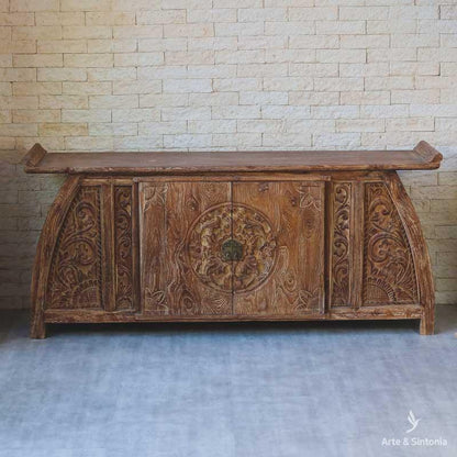 aparador movel mobilia oriental moveis indonesia balineses decoracao decoration carved entalhado carving wood madeira teka teca reciclada gabinete buffet artesintonia 1