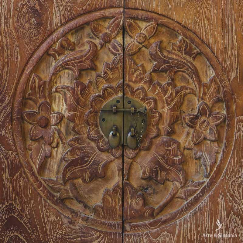 aparador movel mobilia oriental moveis indonesia balineses decoracao decoration carved entalhado carving wood madeira teka teca reciclada gabinete buffet artesintonia 1\3