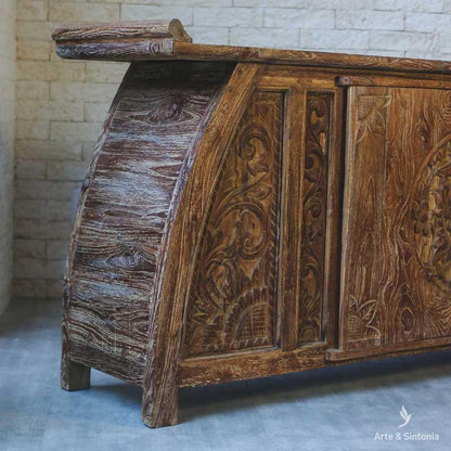 aparador movel mobilia oriental moveis indonesia balineses decoracao decoration carved entalhado carving wood madeira teka teca reciclada gabinete buffet artesintonia 0