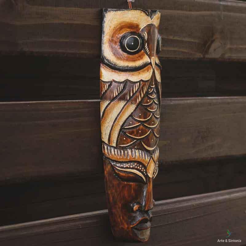 Máscara Coruja Tribal De Bali - Arte &amp; Sintonia animais, bali 2020, bali2021, madeira, mascaras