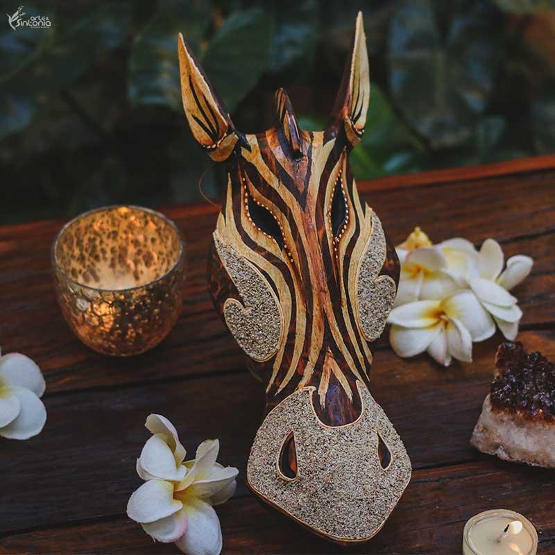OK15 19 mascara mask decorativa madeira zebra areia jateada artesanal arte bali indonesia artesintonia 1