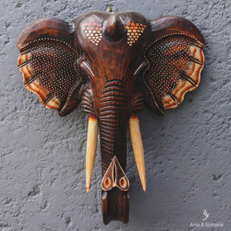 escultura cabeca elefante entalhado madeira natural realista bali indonesia decor artesintonia 4