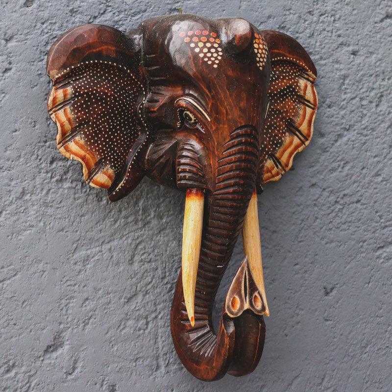 escultura cabeca elefante entalhado madeira natural realista bali indonesia decor artesintonia 5
