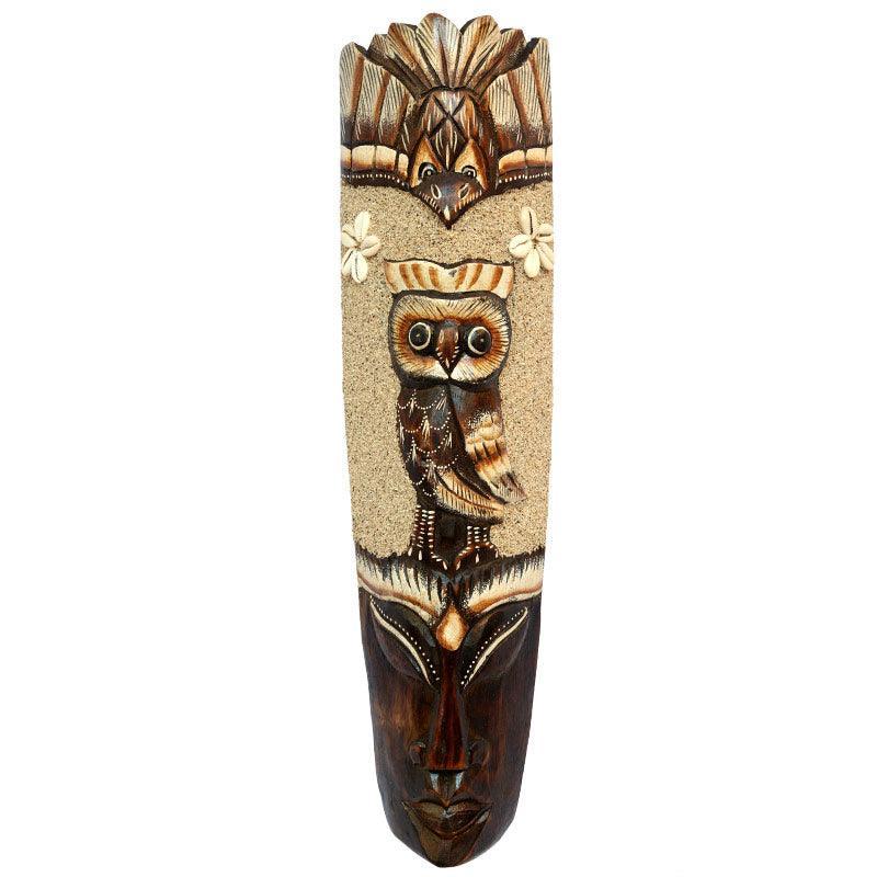 mascara coruja areia jateada decoracao paredes bali madeira wood mask owl decorative wall artesintonia 1