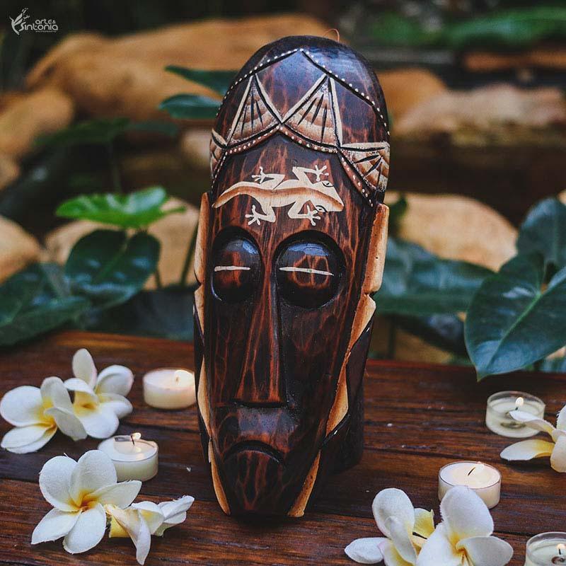 OK38 19 mascara decorativa 30cm madeira gecko artesanal artesanalto bali indonesia artesintonia 1
