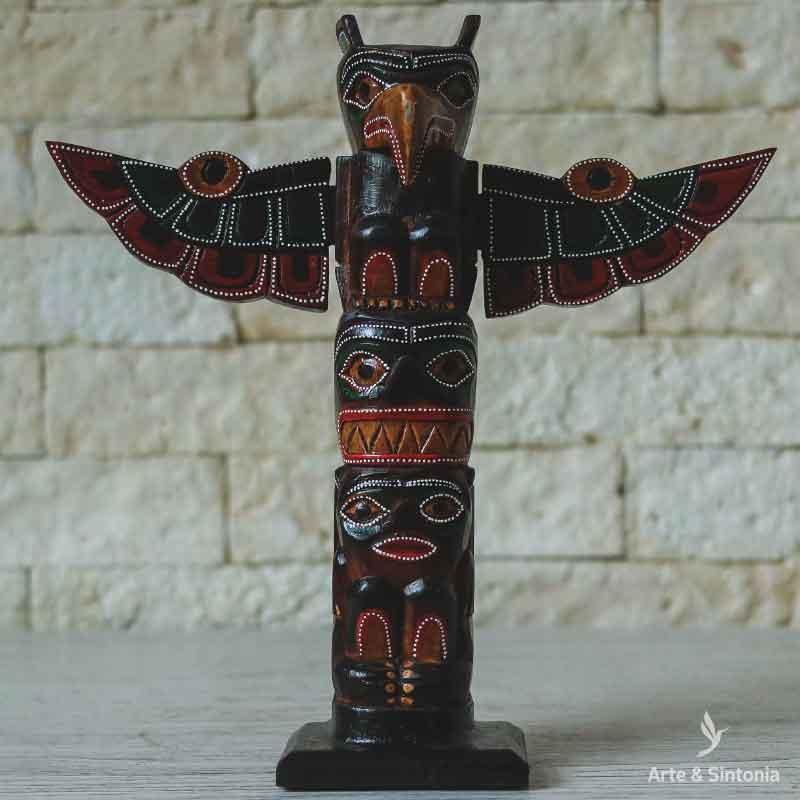 totem vermelho artesanal toteismo decorativo artesanal artesanato bali indonesia home decor madeira aborigene primitivo artesintonia 1