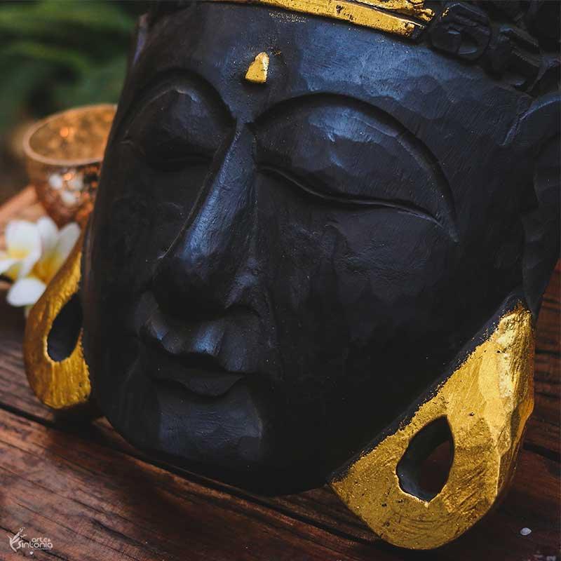 OKA4 19 mascara mask decorativa buddha buda preta gold dourada home decor decoracao zen artesintonia 3