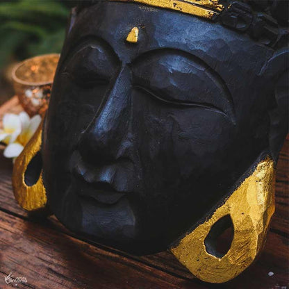 OKA4 19 mascara mask decorativa buddha buda preta gold dourada home decor decoracao zen artesintonia 3