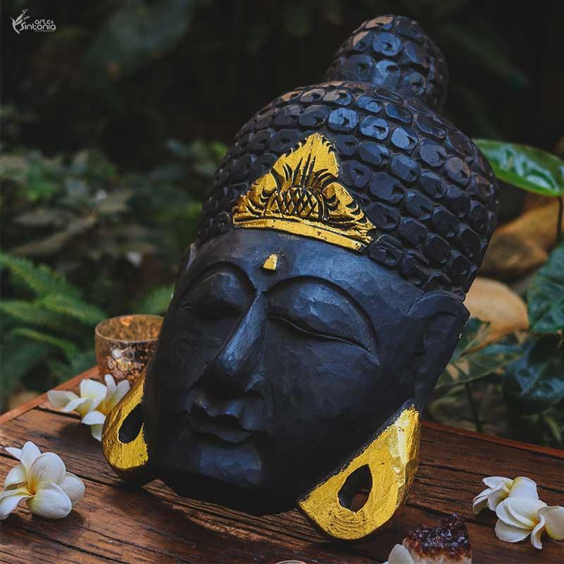 OKA4 19 mascara mask decorativa buddha buda preta gold dourada home decor decoracao zen artesintonia 5