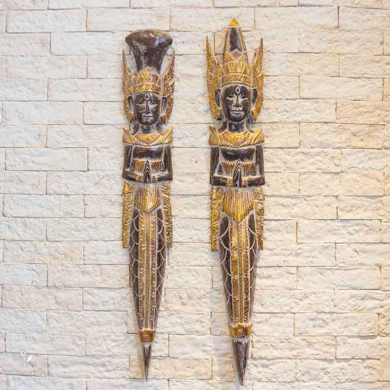 casal rama sita madeira bali decoracao paredes artesintonia handicraft hindu patina 100cm 1