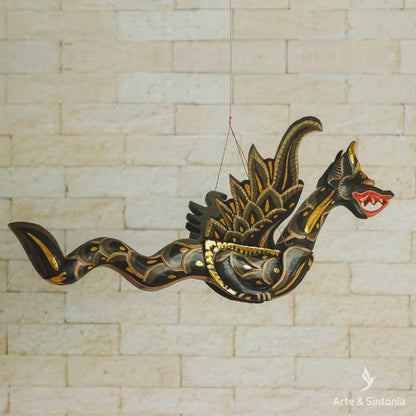 escultura de pendurar dragao alado voador mistico mitologia hinduismo naga busuki madeira entalhado dragon winger balinese wood handycraft home decoration 4