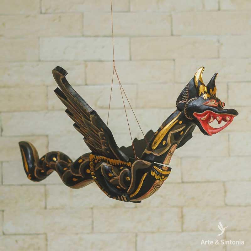 escultura de pendurar dragao alado voador mistico mitologia hinduismo naga busuki madeira entalhado dragon winger balinese wood handycraft home decoration 1 