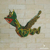  escultura de pendurar dragao alado voador mistico mitologia hinduismo naga busuki madeira entalhado dragon winger balinese wood handycraft home decoration verde 1