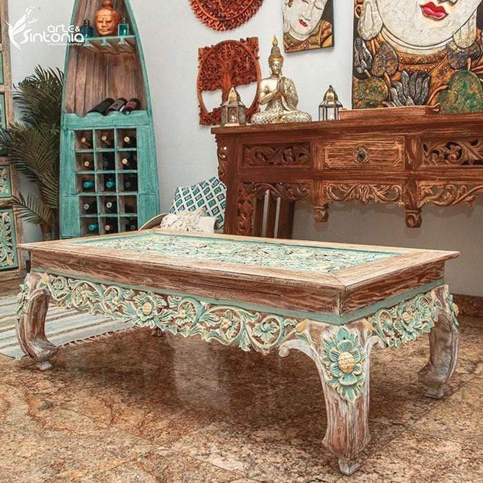 PI19 mesa java floral entalhada blue antik centro decoracao sala artesintonia bali