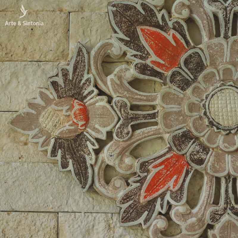Painel em Madeira Floral Antik | Bali - Arte &amp; Sintonia bali 22, decor de paredes, floral, madeira, mandala