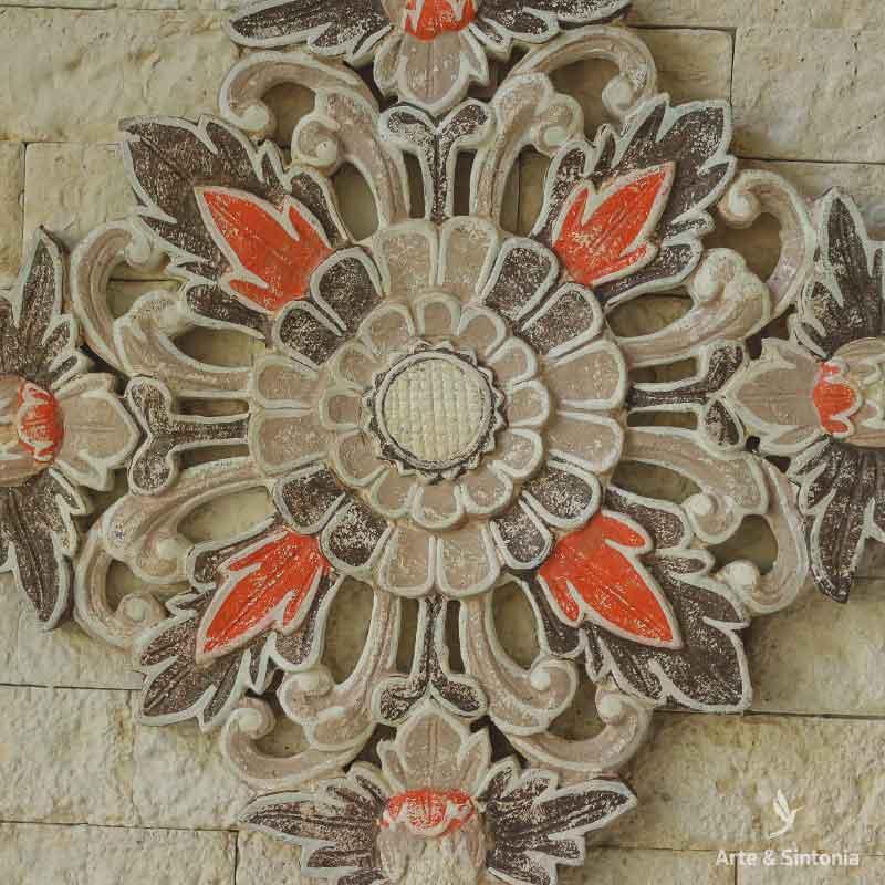 Painel em Madeira Floral Antik | Bali - Arte &amp; Sintonia bali 22, decor de paredes, floral, madeira, mandala